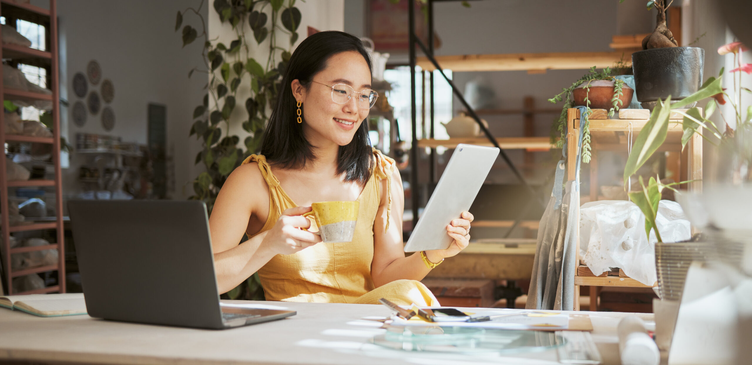 Small business owner working to scale her business